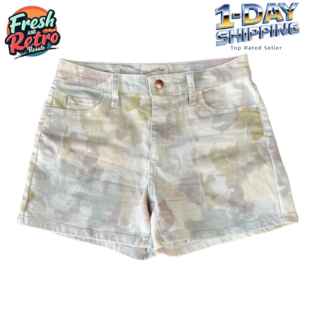 Camo Print High Rise Midi Shorts 2/26 Universal Thread Soft Denim Raw Hem Y2K